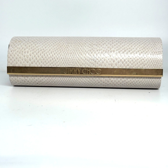 Jimmy Choo Ivory Snakeskin Hardshell Sunglasses/Eyeglasses Case - Picture 1 of 1